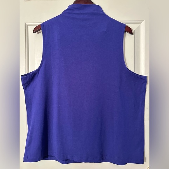 NWT ATHLETA XL Outbound Mock Neck Tank Bright Blue Oversize Arm Holes Cotton Bld - Picture 5 of 9